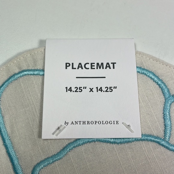 NWT Anthropologie Eleni Embroidered Flower Placemat color: sky - 14.25” x 14.25” - Picture 8 of 9